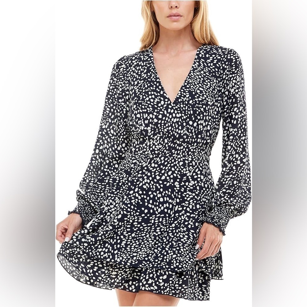 Emerald Sundae Navy and White Long Sleeve Dress